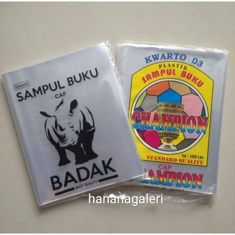 

Sampul plastik champion/cap Badak kwarto 03 ( 1 pack isi 100 pcs)