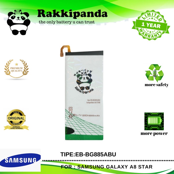 RAKKIPANDA BATERAI EB-BG885ABU FOR SAMSUNG A8 STAR