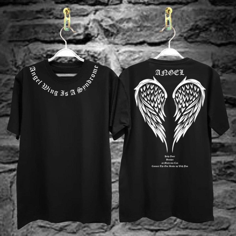 Baju Kaos Distro Tshirt Pria Wanita Keren Lengan Pendek Sayap Angel Terbaru Motif Sablon Bergambar Cod Cewek Cowok Dragon Samurai Unisex Couple