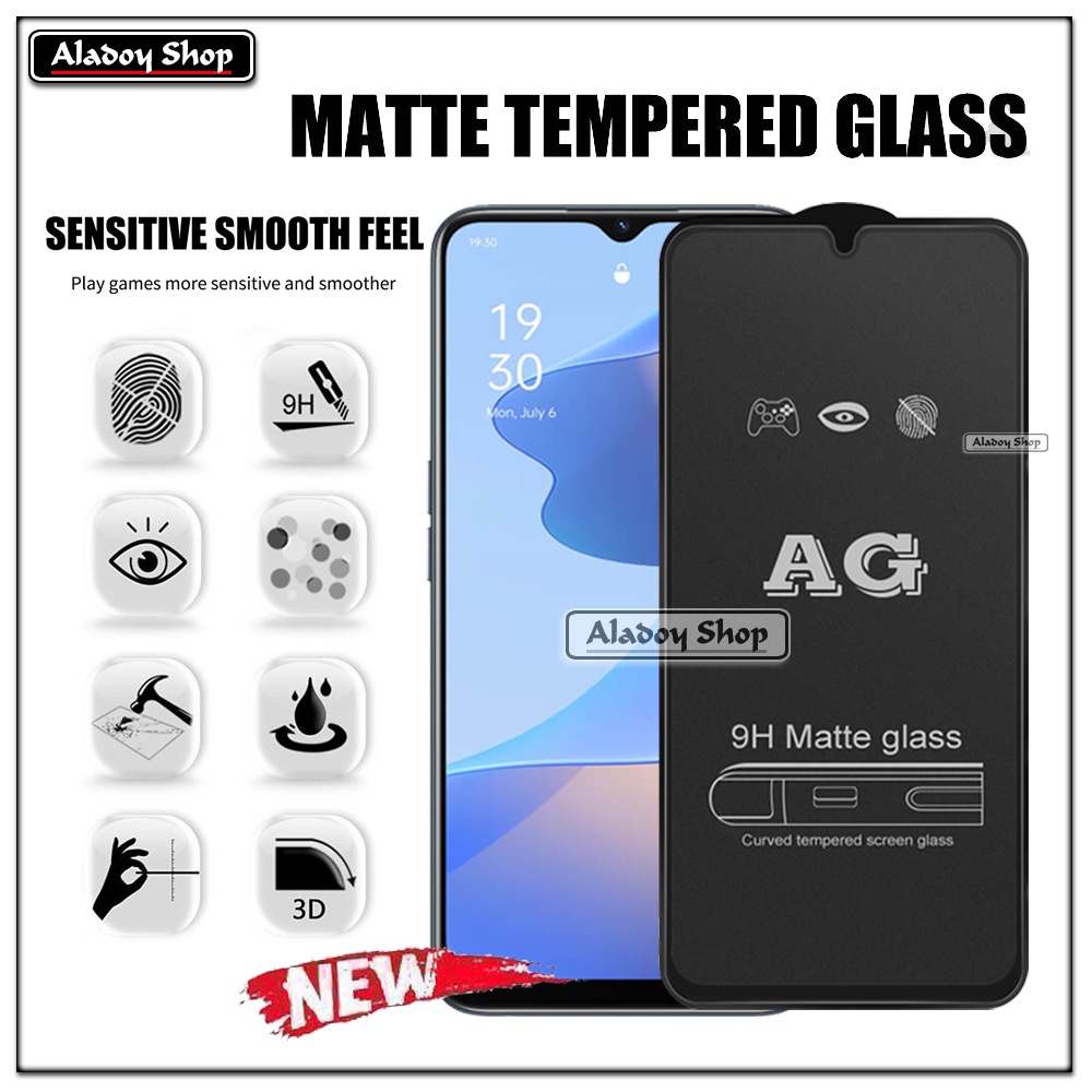 Paket 3IN1 Tempered Glass Layar Matte Anti Glare Oppo A16/A16S Free Tempered Glass Camera dan Skin Carbon