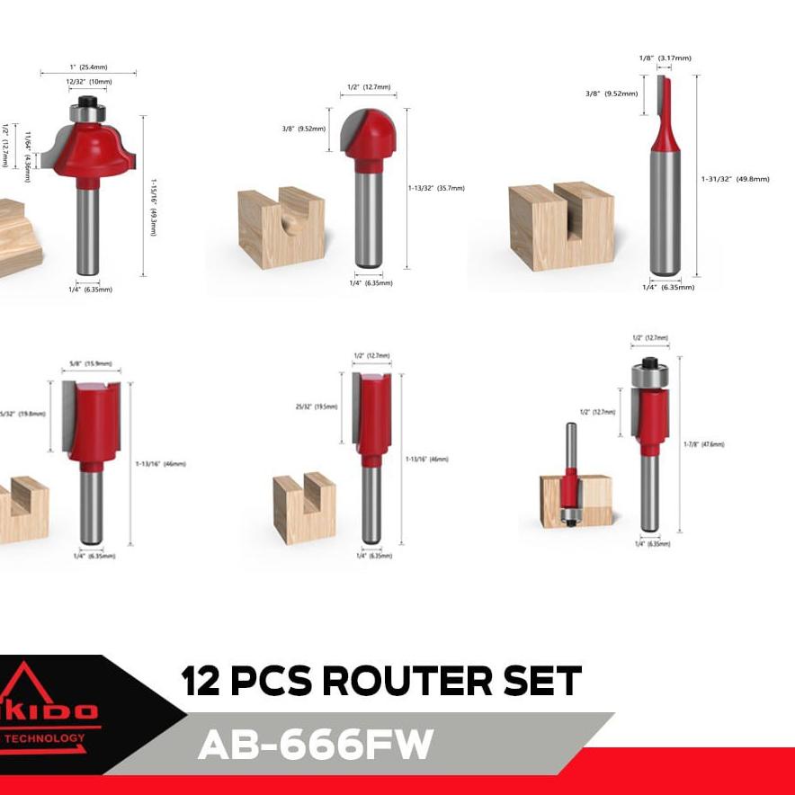 Ready Stock.. HEMAT  PAKET TUKANG KAYU BERKUALITAS RYU Mesin Profil Router Trimmer Kayu ukir 6mm dan