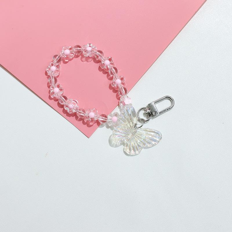 Transparan Kupu-Kupu Bunga Kecil Liontin Ponsel Lanyard DIY Perhiasan Gantungan Kunci Pesona Tas Aksesoris