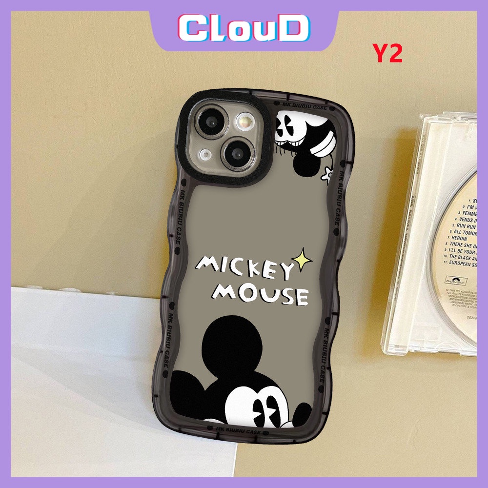 Case Kompatibel Untuk iPhone 11 Pro Max 7Plus 6Plus 13 11 12 14 Pro Max X XR XS Max8 7 6s 6 14 Plus SE 2020lembut Tpu Lucu Kartun Disney Mickey Mouse Wavy Edge Couple Cover