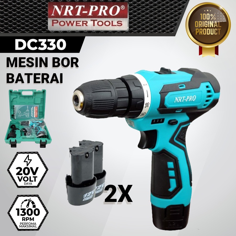 Jual Mesin Bor Cordless 10mm Nrt Pro Dc330 Non Set Bor Baterai Drill