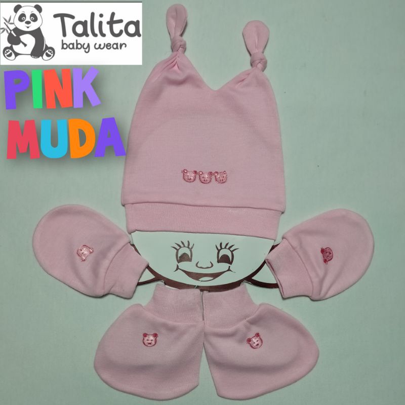 Talita Set Topi Sarung Tangan Dan Sarung Kaki Bayi Baru Lahir STK Newborn Girl Series