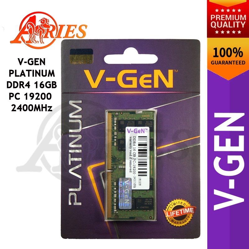 SODIMM RAM Laptop V-Gen Platinum DDR4 16GB PC-19200 Untuk Asus Acer Dell Hp Lenovo Toshiba