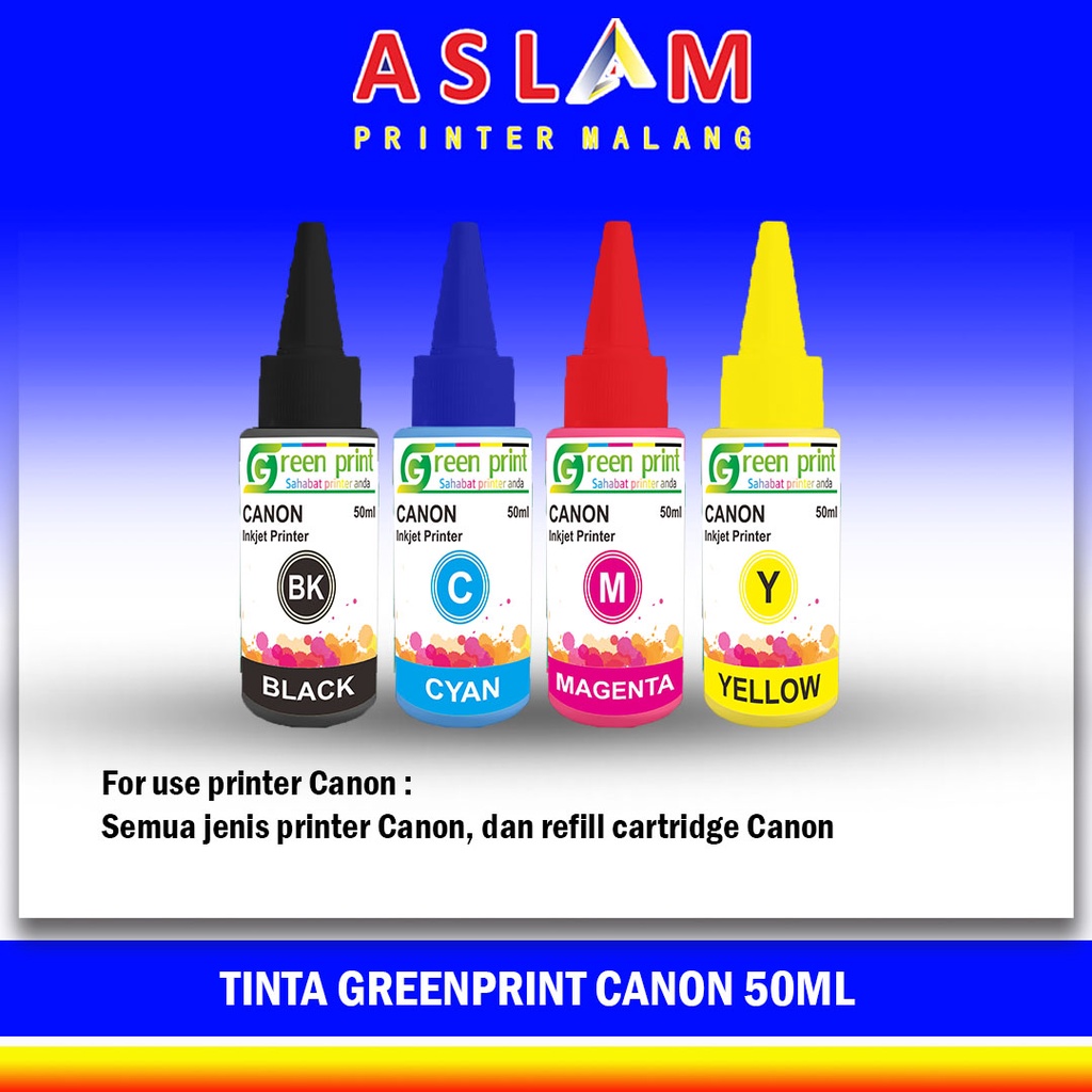 Tinta Green Print Canon 50ml Printer Canon Ip2770 Ip2870 Mp287 Mp237 Mp258 E400 E410 Mg2570s E510