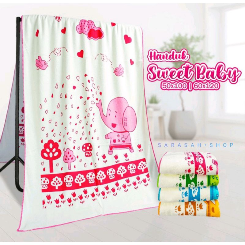 Handuk Anak Sweet Baby 50x100 cm Handuk Bayi Perempuan Handuk Mandi Premium Handuk Anak Motif Bahan Lembut dan Menyerap Air