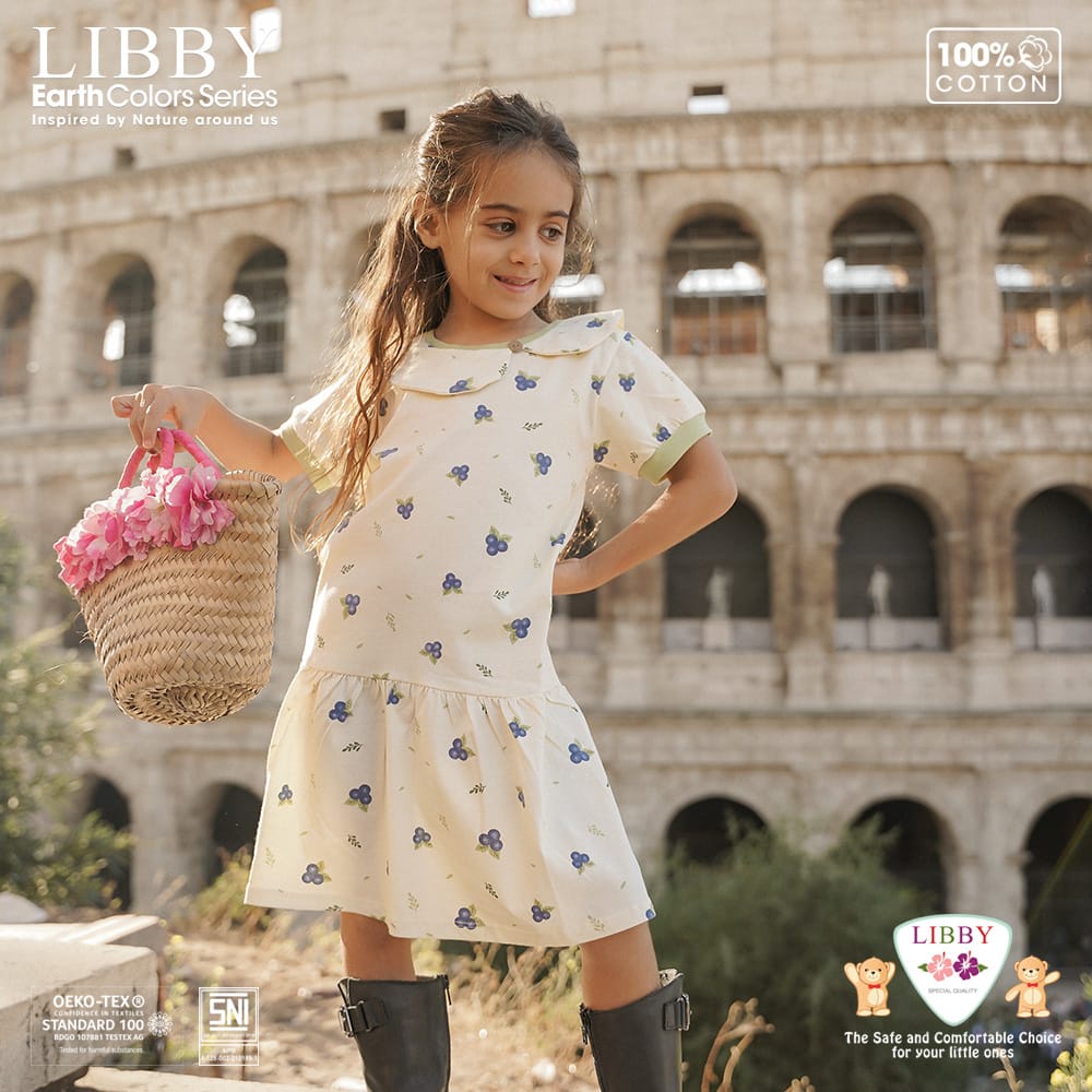 Libby Nara Dress / Lily Dress 6M-10Y Earth Series Collar Dress Fashion Anak Perempuan