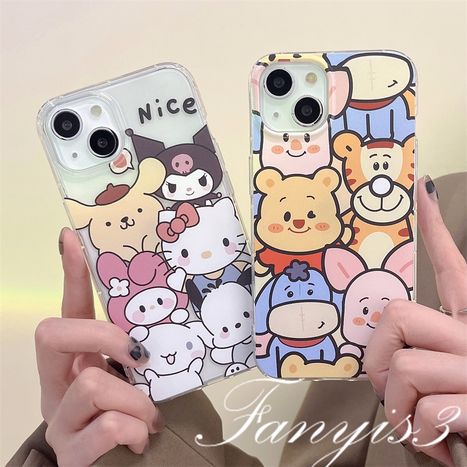 Compatible For iPhone 14 13 12 11 Pro Max X XR Xs Max 8 7 6 6s Plus SE 2020 Kompatibel Untuk Kartun Animasi Warna Lensa Phone Case Bening TPU Soft Cover Pelindung