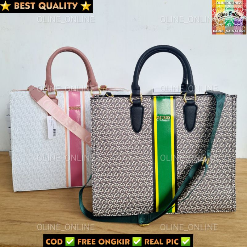 tas ederle shopping bag shopper big jumbo size tote bag shoulder bag carry all on the go stripes logo besar Xl gs gb selempang jinjing top handle crossbody