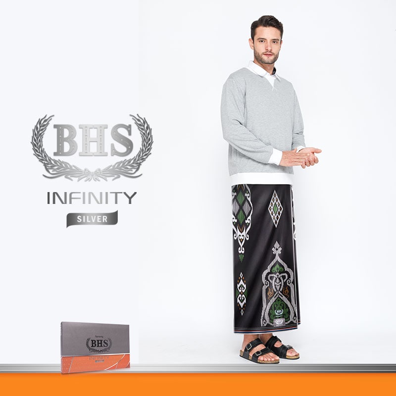 Sarung BHS Infinity Silver Motif PKE Hitam Hijau