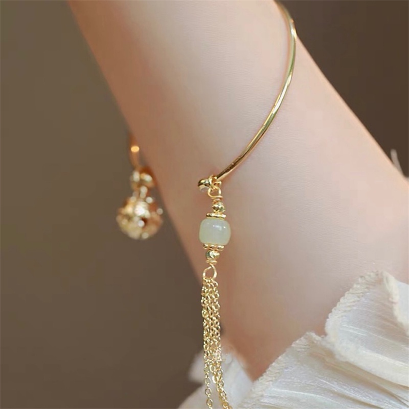 18k Emas Korea fashion Rumbai transfer Manik bell Wanita Siswa adjustable Gelang Hadiah Perhiasan