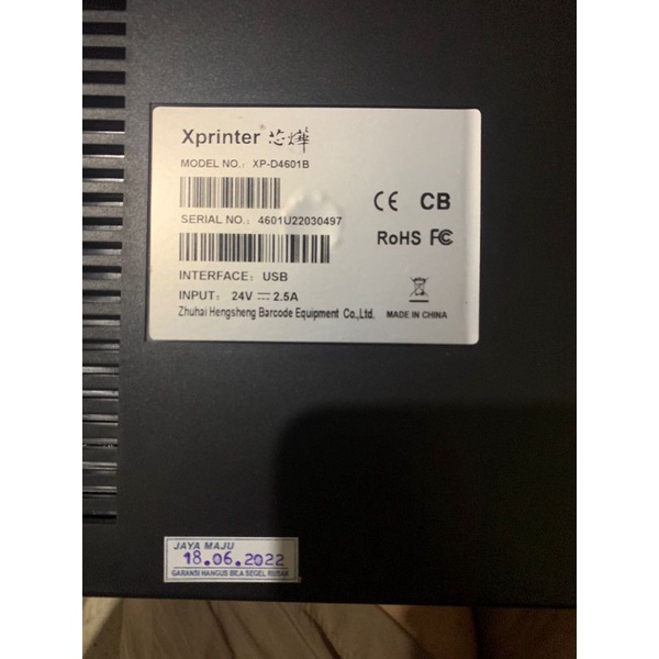 CLAIM  GARANSI  --  AGUNG SETYA BUDI  --  SN : 4601 U220 30497  ||  XPRINTER  XP D4601  USB  --  HIT