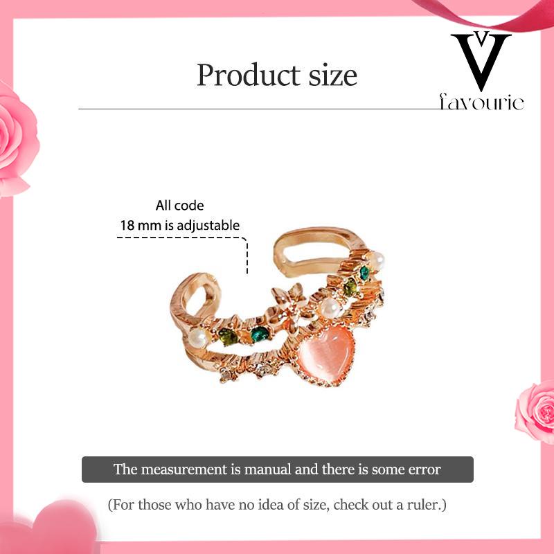 CODCincin Hati Pembukaan Dapat Disesuaikan  Cahaya Mewah Manis Cincin Wanita-FA