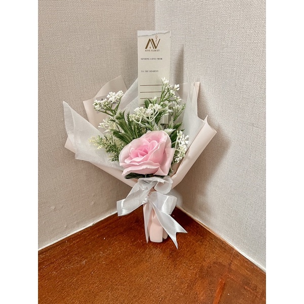 [READY] SINGLE ARTIFICIAL ROSE BOUQUET (Buket Bunga mawar 1 Tangkai, Buket Kecil, Buket Mawar, Bunga