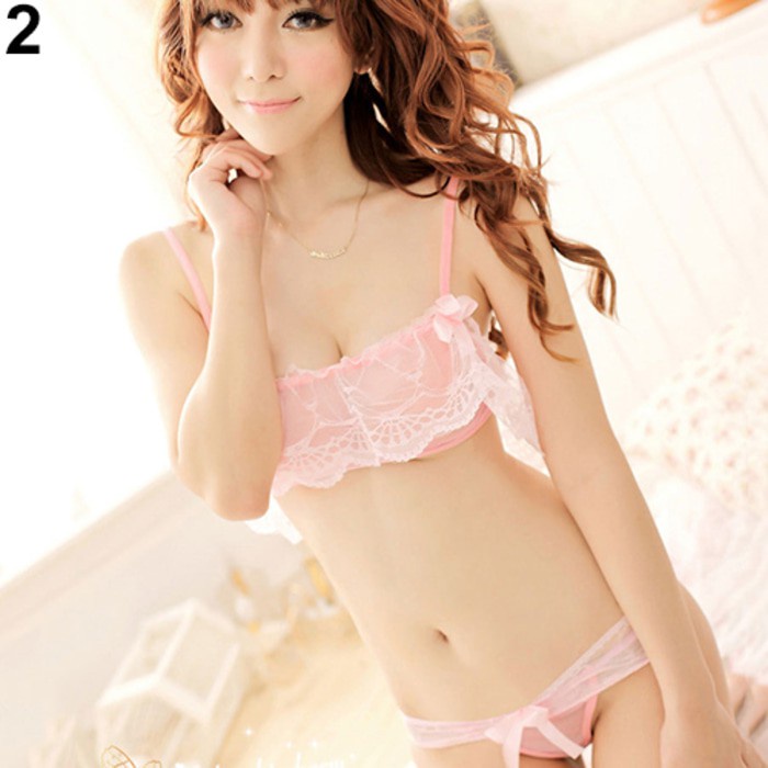 JT - PL018 Lingerie set G-string Bra Impor Transparan