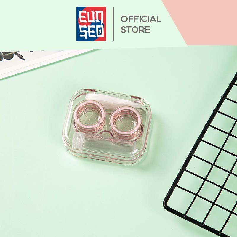 EUNSEO Kotak Softlens Transparan Premium Case Softlens Bening + Jepitan + Botol Import Korea