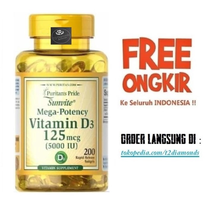 Puritans Puritan Pride Vit D3 Vitamin D3 D-3 5000 IU 200 Softgels