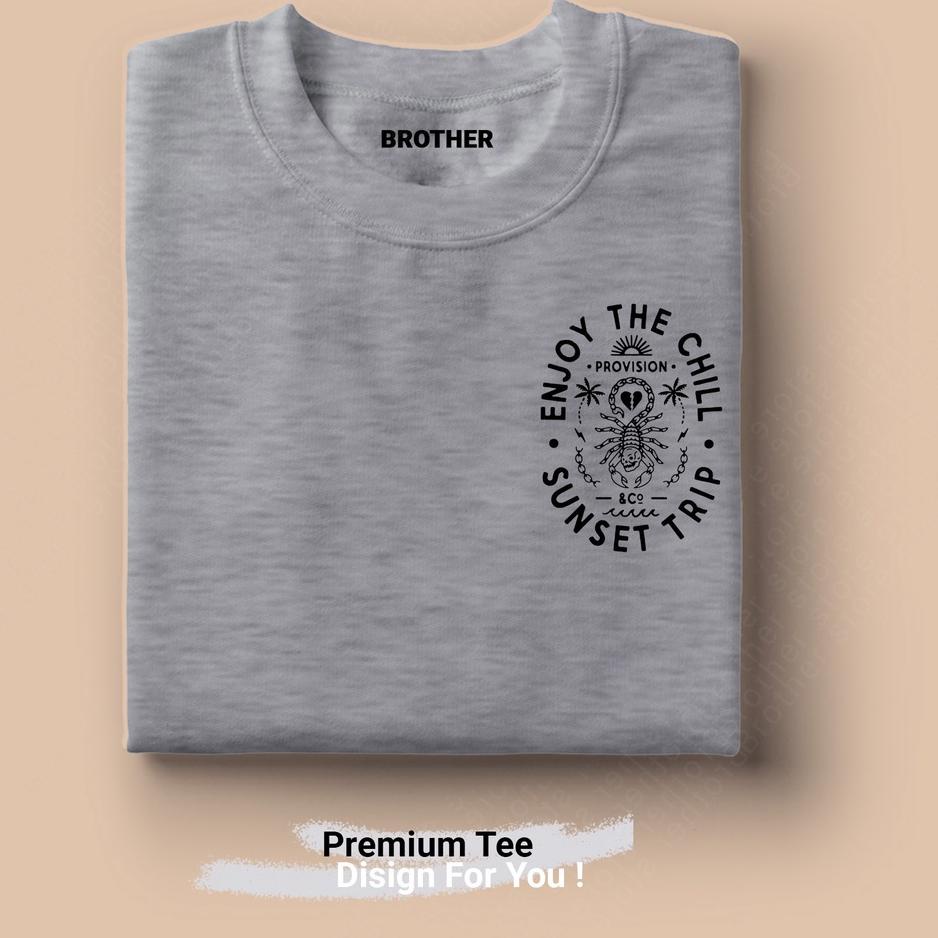 Murah Banget BROTHERSTORE Kaos Distro Articlel Sunset trip KAOS TEXT YELLOW print  pria NAVY Premium