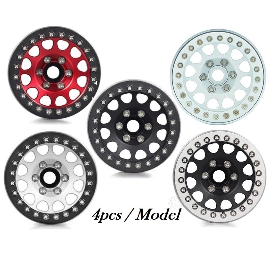 Metal Beadlock Wheels 1.9 inch Rims 4pcs Aluminum Alloy Velg RC Car Crawler