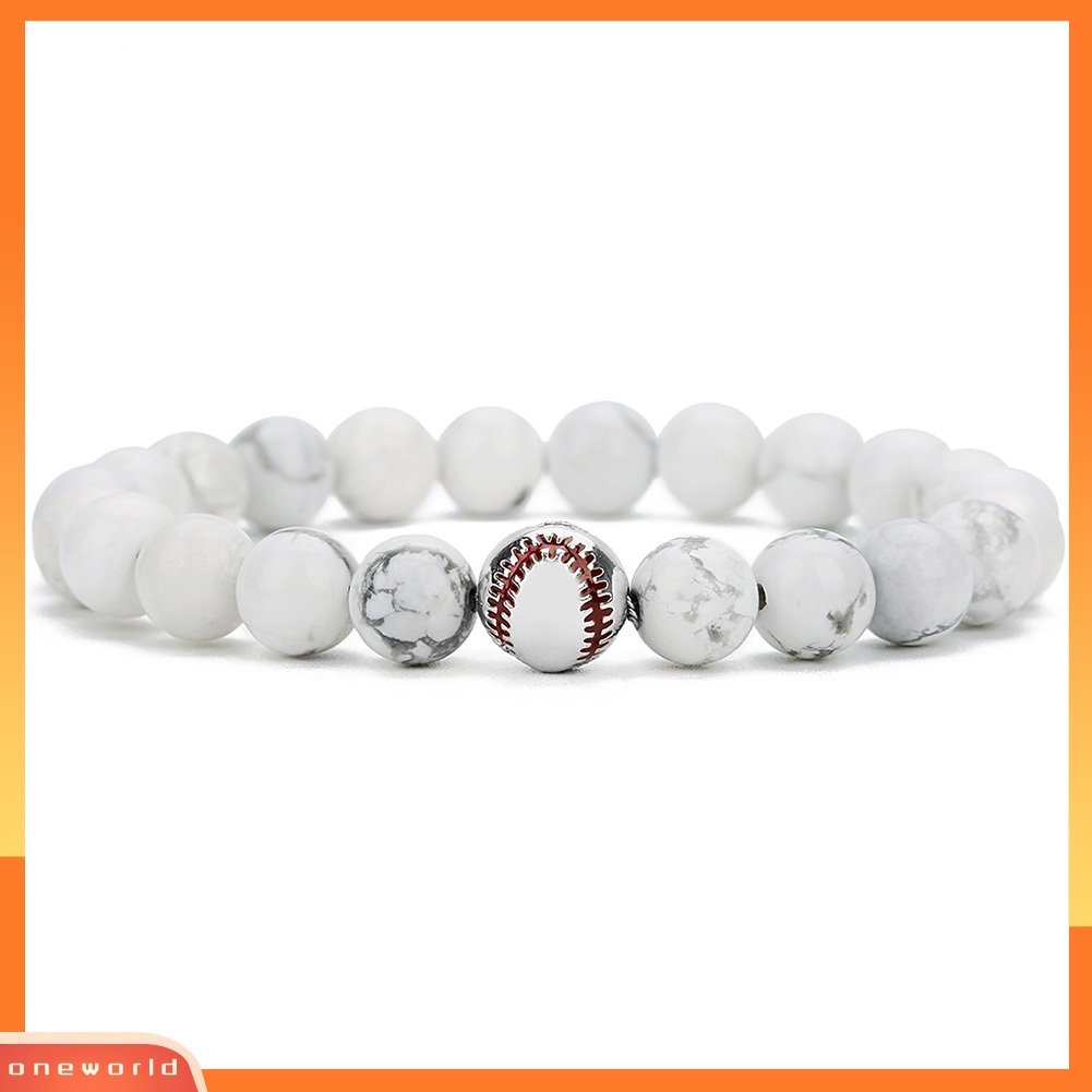 [WONE] Fashion Unisex Baseball Pesona Batu Alam Manik-Manik Gelang Bangle Perhiasan Hadiah
