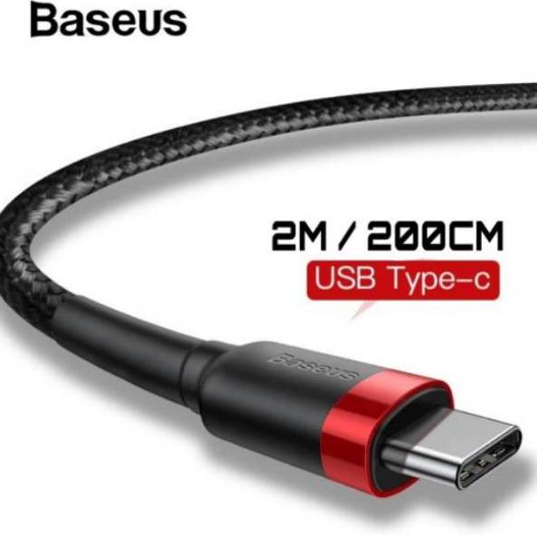 Terbaik.. Baseus TYPE C 2M Kevlar / Kabel Data Charger USB TYPE C Baseus 2M Support QC 3.0 Fast Char