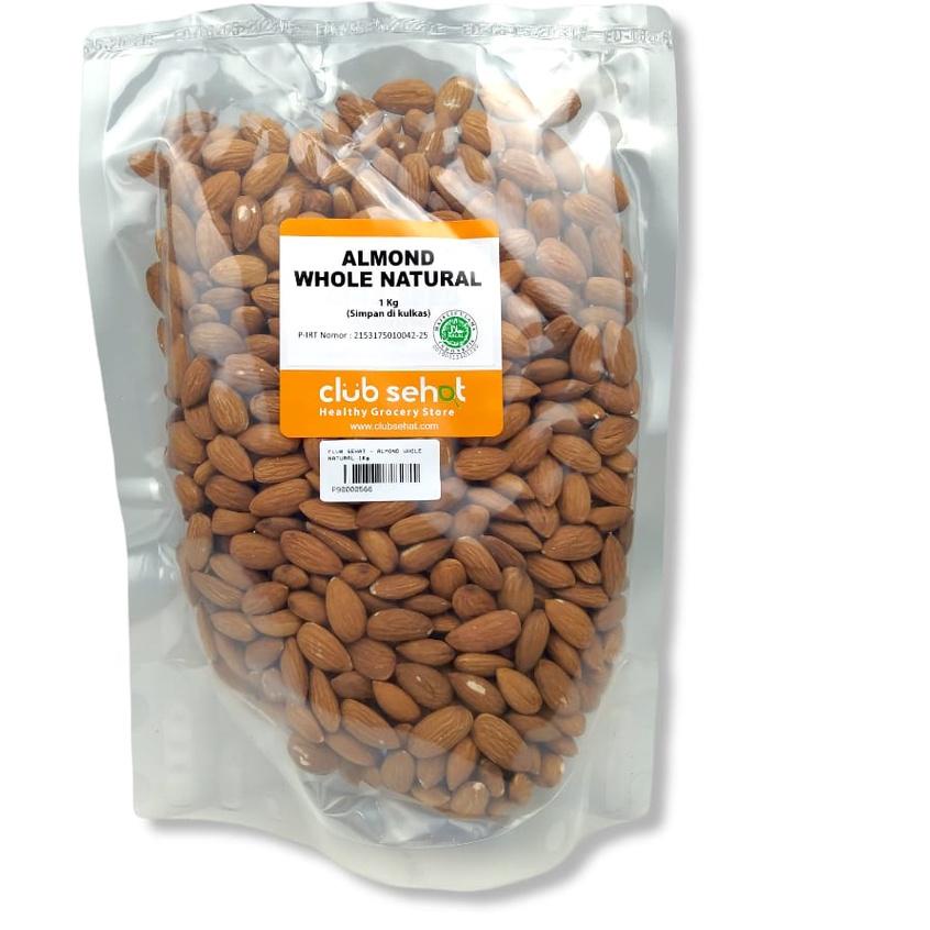 

limited STOCK!CLUB SEHAT - Kacang Almond utuh mentah tanpa kulit dengan kulit ari / Almond mentah / raw almond 1Kg|SQ7