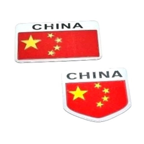 Stiker Emblem Mobil Bendera CINA CHINA Bahan Aluminium