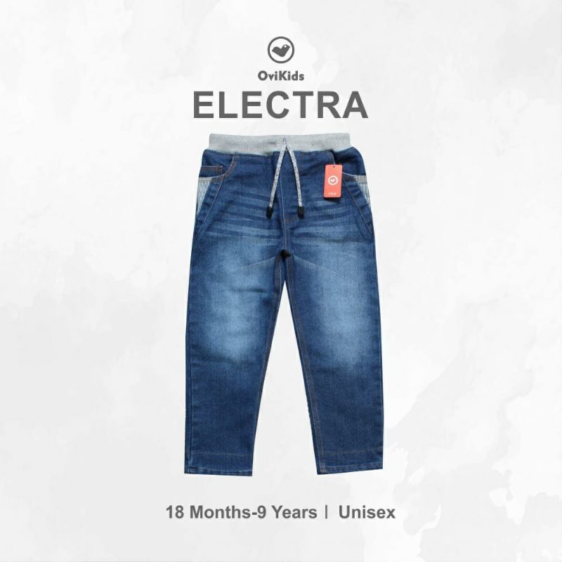 OVIKIDS-COMFY JEANS-ELECTRA | Celana Panjang Stik Balik Anak Perempuan Laki-Laki Pria-Unisex (1-9 Tahun)