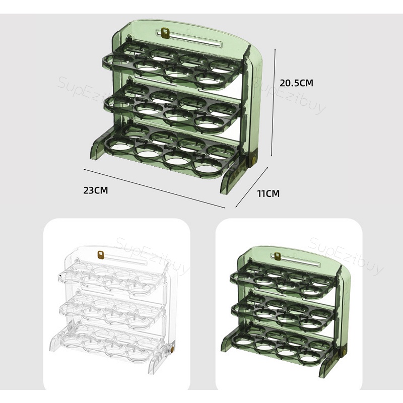 Rak Telur 3 Layers Egg Box/Kotak Penyimpanan Telur Rak Serbaguna 24 Lubang/3 Tier Egg Holder Egg Storage Box Organizer