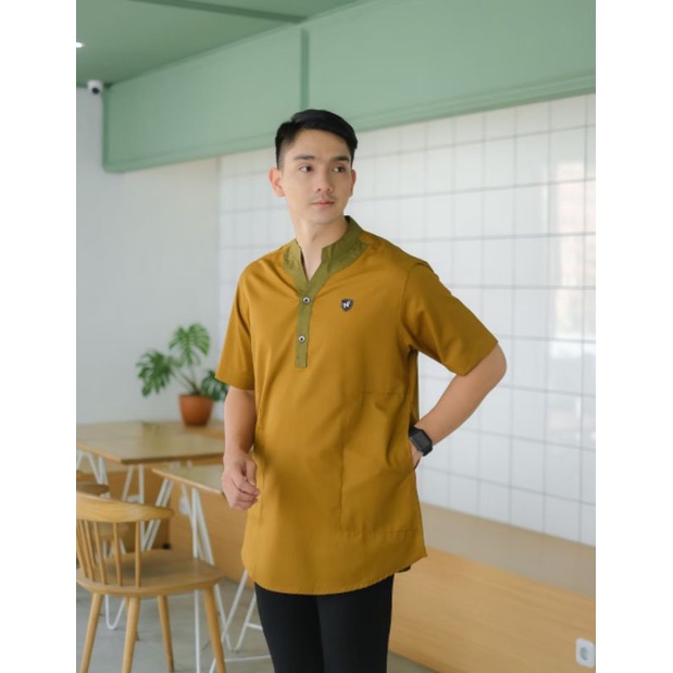 Baju Koko Pria Krah V Pakaian Muslim Pakistan Kekinian Fashion Syari Moslem Wear outfit Atasan Musli