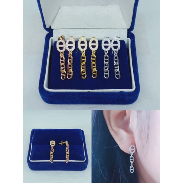 giwang model panjang carti*r mp/perak asli silver 925 lapis emas/perhiasan fashion wanita terbaru