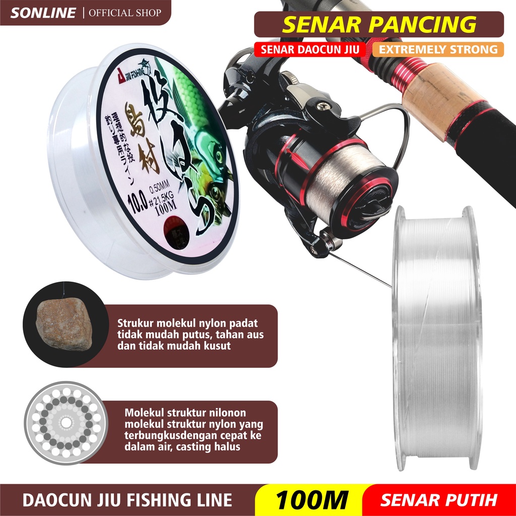 SONLINE  Tali Pancing Daocun Jiu Fishing Senar Pancing 100m Bahan Nilon Daya Tahan Super Kuat