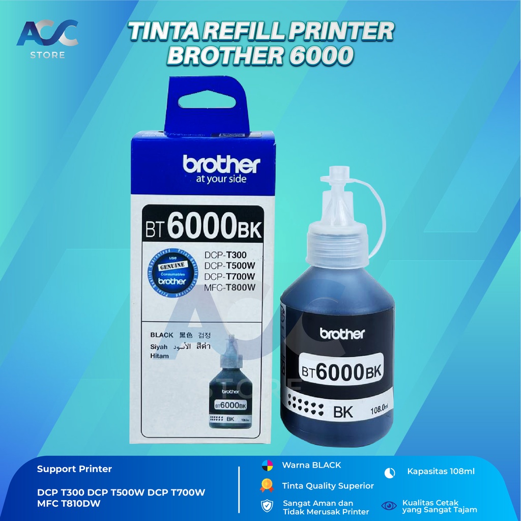 Tinta Brother BT6000 Black Isi Ulang Printer DCP T300 T500W T700W MFC T800W