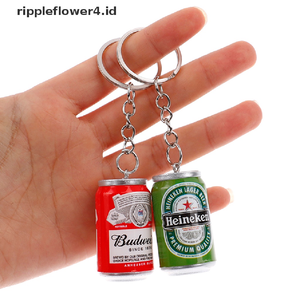 {rippleflower4.id} Simulasi Gantungan Kunci Bir Kaleng Beer Can Keyring Pasangan Keren Dekorasi Ransel~