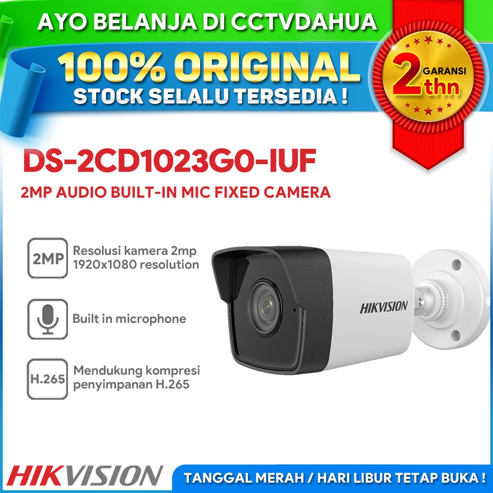 HIKVISION DS-2CD1023G0-IUF Hikvision 2 MP Build-in Mic Fixed IPCamera