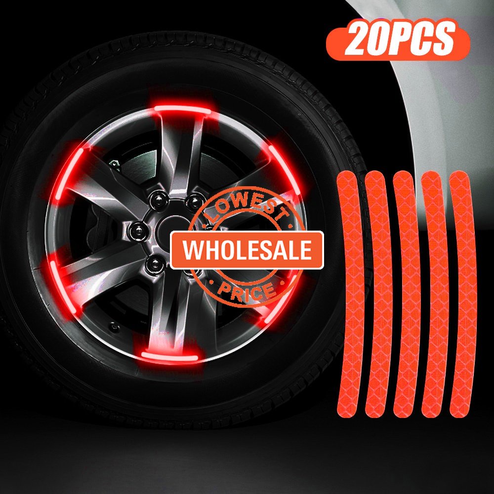 [Harga Grosir] 20Pcs Strip Reflektif Hub Roda Motor Mobil, Peringatan Keselamatan Berkendara Malam Stiker Reflektif, Mobil Styling Decal Sticker, Auto Moto Decor Decals Aksesoris