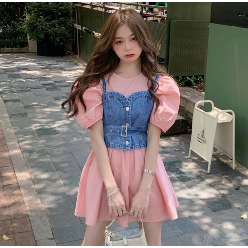 Dress Malfoy jeans set TM 0022 import dress wanita terbaru model terlaris best seller
