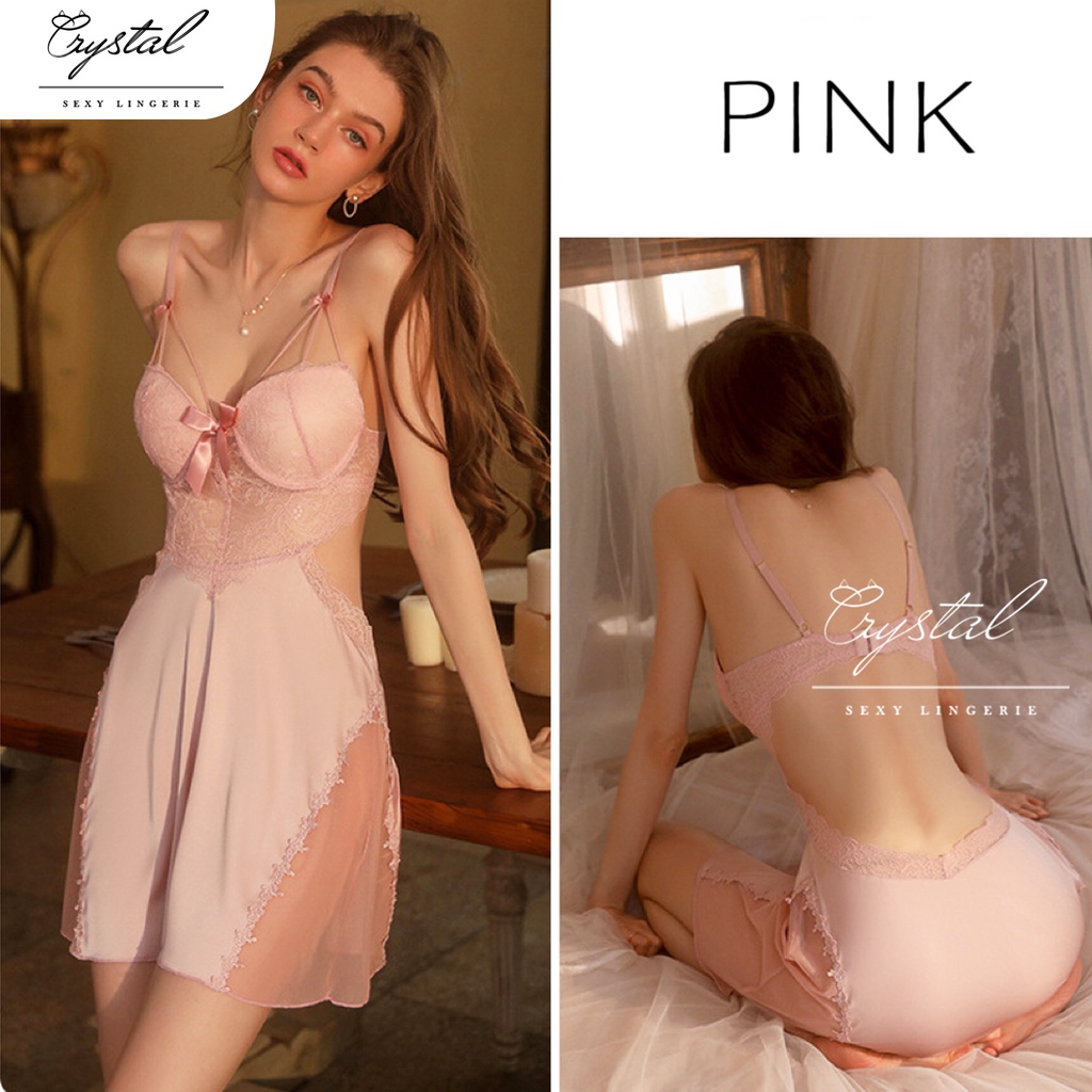 Crystal Lingerie Dress Cup Bra Push Up Baju Tidur Sexy Lingerie Wanita / Sleepwear Lingerie Dress Wanita 231