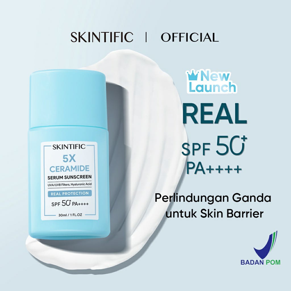 SKINTIFIC 3pcs with Sunscreen - Paket Skincare Moisture Gel + Serum Sunscreen + Brightening Serum / Anti Acne Serum / Barrier Repair