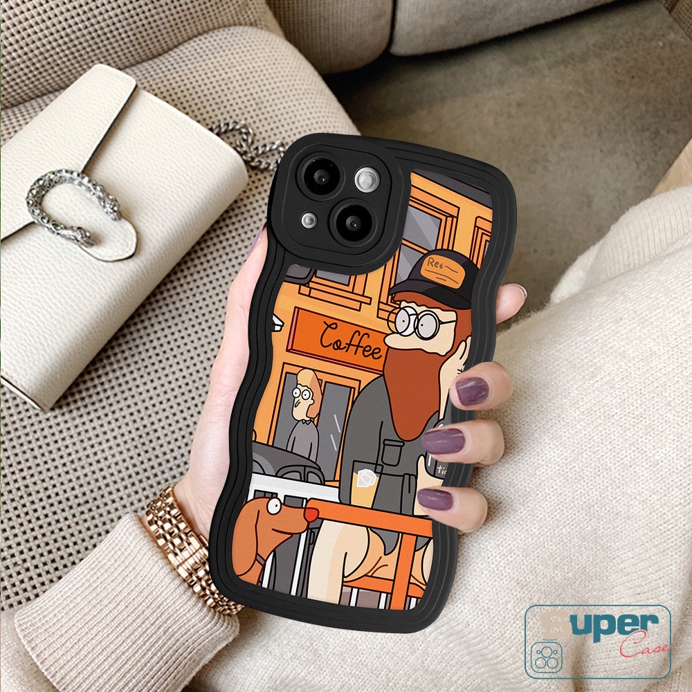 IPHONE Ins Retro Art Ilustrasi Casing Ponsel Kompatibel Untuk Iphone6 6s 7 8 Plus 14 11 13 12 Pro Max 14Plus XR X XS Max SE 2020 TPU Wavy Edge Soft Case