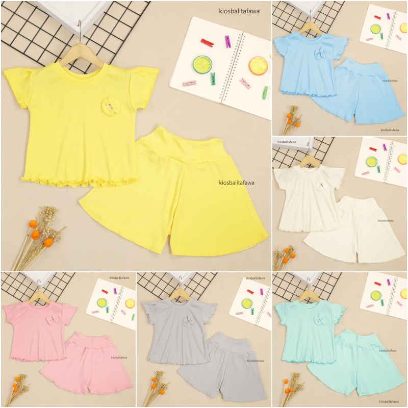 [KNIT] Setelan Melon uk 1-3 Tahun / Cotton Rib Set Anak Perempuan Baju Anak Cewek Polos Katun Importn Stel Babycinnamon