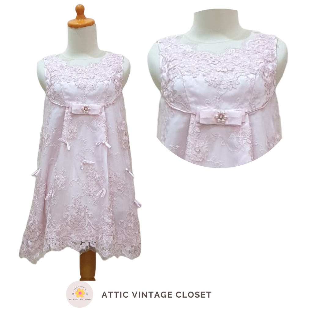 Mini Pink Flare Dress (Bahan Brokat)