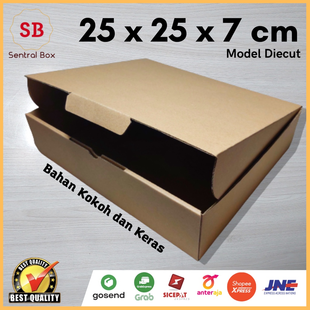 

( Min.order 5 pcs ) Kardus 25 x 25 x 7 cm ..... Die Cut ( pembelian di atas 10 pcs harganya lebih murah )