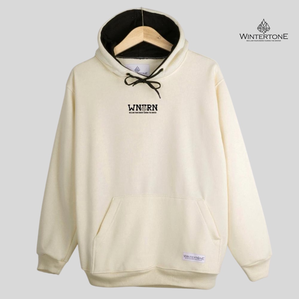 Sweater Pria Hoodie Distro Pullover Cream WINTERTONE Lokal Brand WNTRN Streetwear Series 5 Premium Fleece Cotton Tebal Unisex