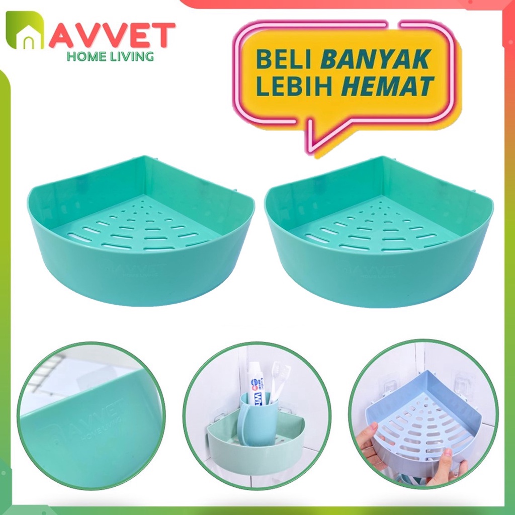 AVVET (PAKET HEMAT) Rak Kamar Mandi Sudut Siku Tempel Plastik Hijau