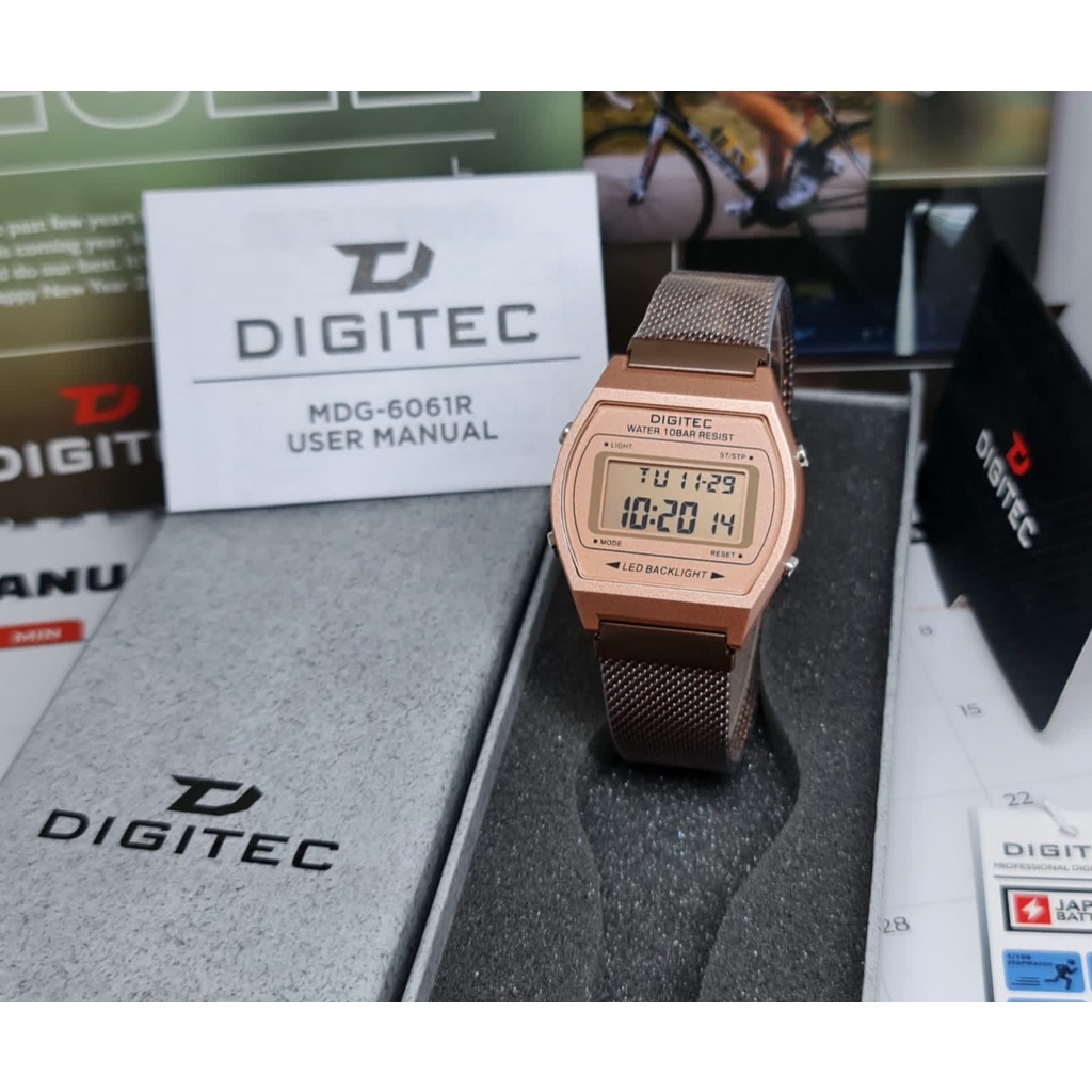 Jam Tangan Cowok Pria DIGITEC 6061R LED Petak Kotak Digital Import Murah Mewah BONUS BATERAI CADANGAN!