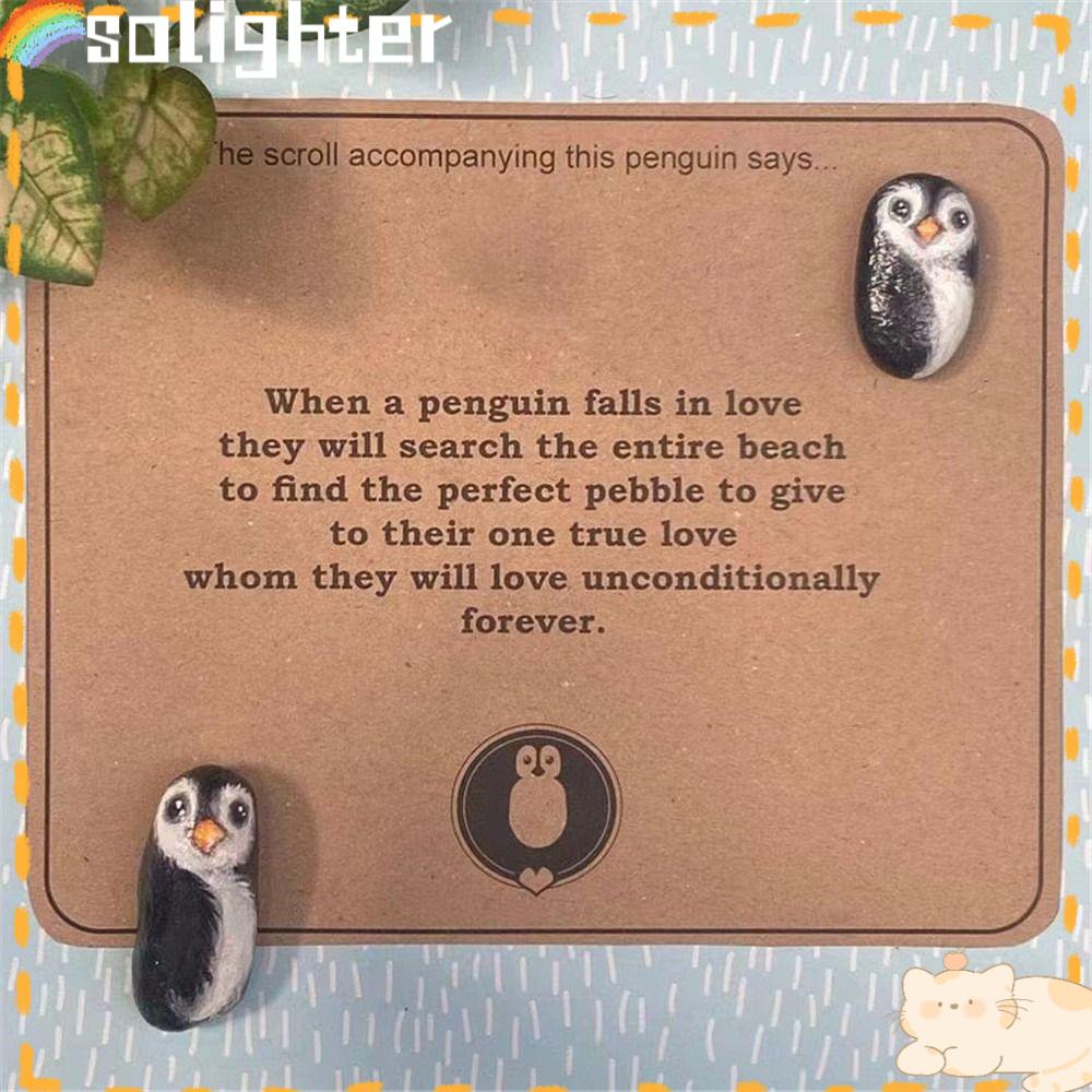 Solighter Pinguin Kerikil Hiasan Lucu Dekorasi Kantor Lucu