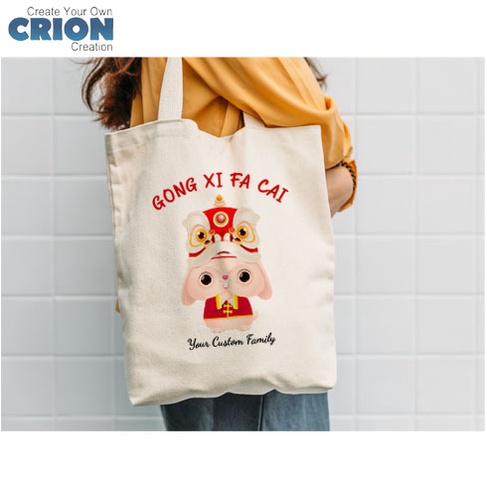 Totebag Imlek Sincia Chinese New Year Gong Xi Fa Cai blacu Bisa Custom nama -By Crion